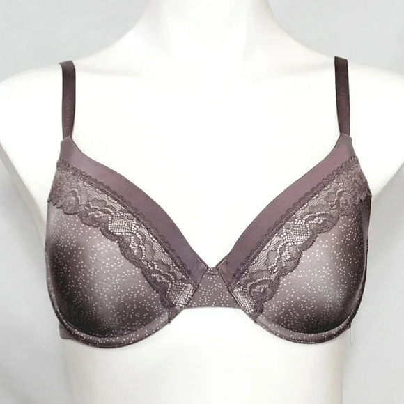 34DCalvin‎ Klein F3307 Tonal Roses Lace Trim Demi Underwire Bra Taupe - Picture 1 of 3